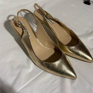 Karl Lagerfeld Shimmering Gold Slingback Heels